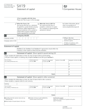 UK Statement of Capital Form SH19