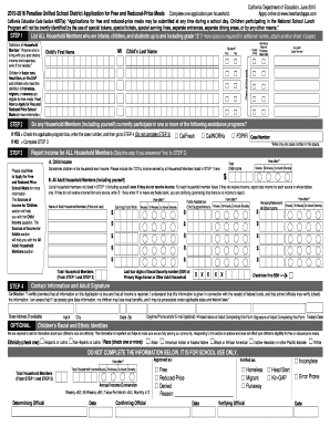 California Free and Reduced-Price Meals Application