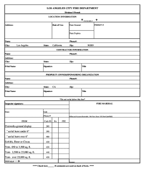 Los Angeles City Fire Department Division 5 Permit