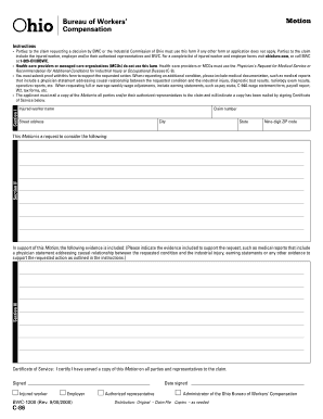 Ohio Motion for Workers' Compensation Claim