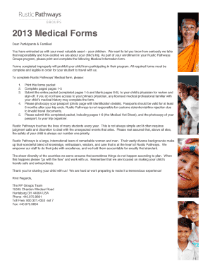 Rustic Pathways Medical Information Form