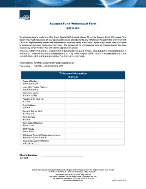 Account Fund Withdrawal Form