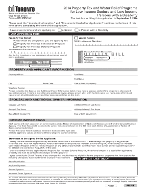 Toronto Property Tax and Water Relief Application