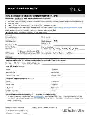 New International Student/Scholar Information Form