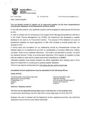 South Africa Supplier Registration Form