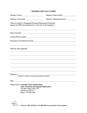 Member Grievance Form