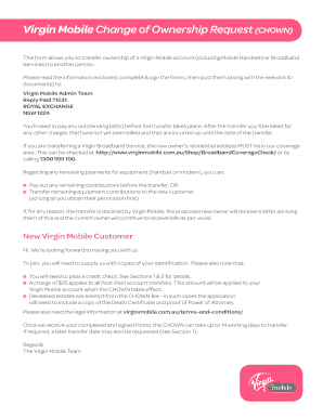 Virgin Mobile Change of Ownership Request