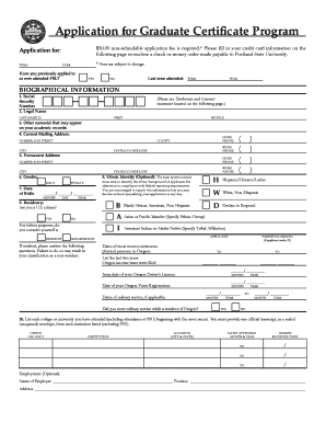 Portland State University Graduate Certificate Application