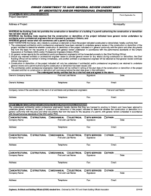Owner Commitment for General Review by Architects and Engineers