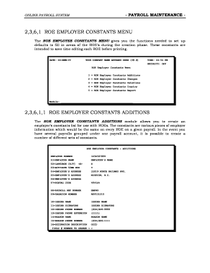 ROE Employer Constants Form