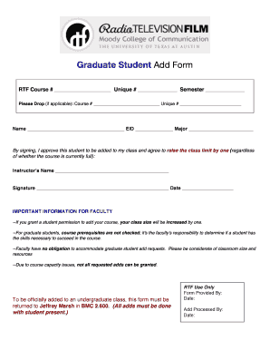 Graduate Student Add Form