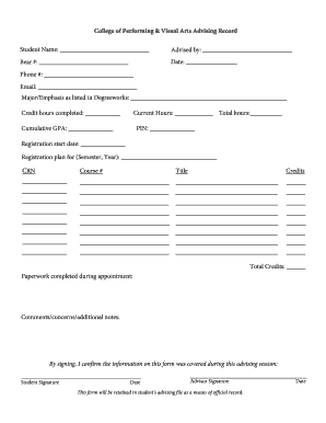 College Advising Record Form