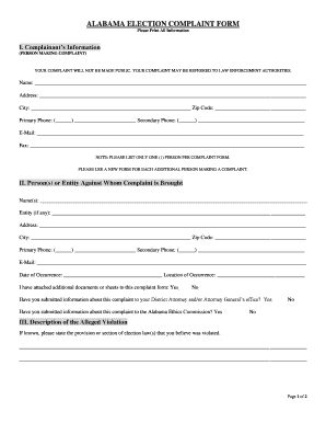 Alabama Election Complaint Form