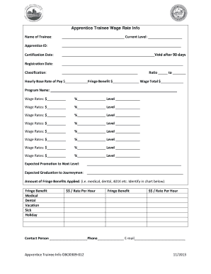 Apprentice Trainee Wage Rate Information Form