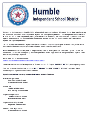 Humble ISD Athletic Participation Forms