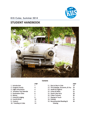 Letter about trip to friend - KIIS Cuba Summer 2014 STUDENT HANDBOOK - kiis