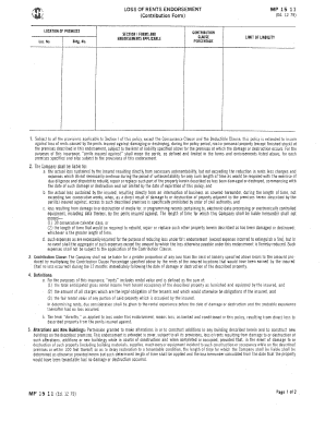 Sample immunization certificate - LOSS OFRENTS ENDORSEMENT MP 1511 Contribution Form