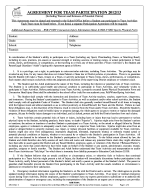 Team Participation Agreement 2012/13