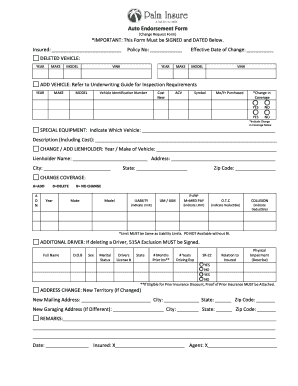 Auto Endorsement Form