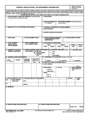 Federal Wage System Establishment Information Form
