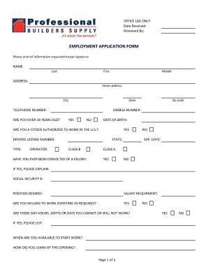Employment Application Form