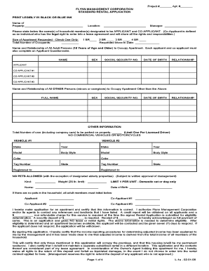Flynn Management Corporation Standard Rental Application