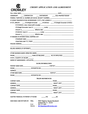 Credit Application and Agreement