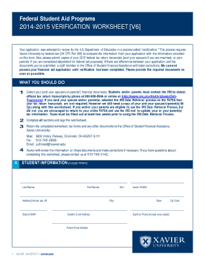 2014-2015 Verification Worksheet