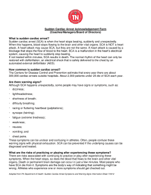 Sudden Cardiac Arrest Acknowledgement Form