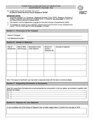 Corporate Income Tax Objection Form