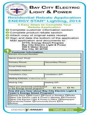 Bay City Electric Light & Power Residential Rebate Application