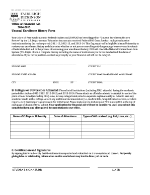 2014-2015 Unusual Enrollment History Form
