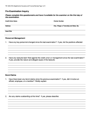 FIS 1040 Pre-Examination Inquiry Form