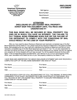 California Bail Bond Disclosure Statement