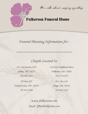 Funeral Planning Information Form