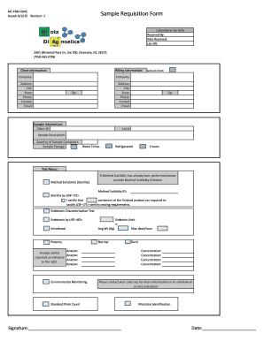 Laboratory Sample Requisition Form