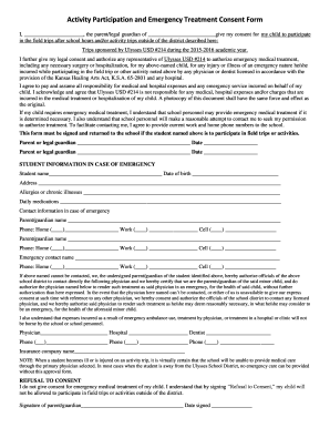 Activity Participation and Emergency Treatment Consent Form