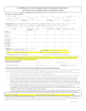 UIL Emergency Information Form