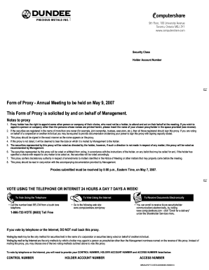 Proxy Form for Annual Meeting