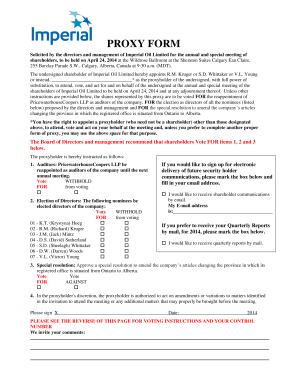 Proxy Form for Imperial Oil Limited Shareholders
