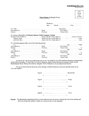 Proxy Form A for Shareholder Meeting