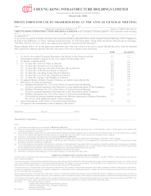 Cheung Kong Infrastructure Proxy Form
