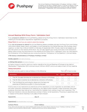 Pushpay Annual Meeting Proxy Form