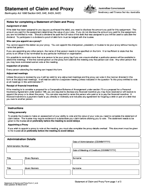 Statement of Claim and Proxy Form