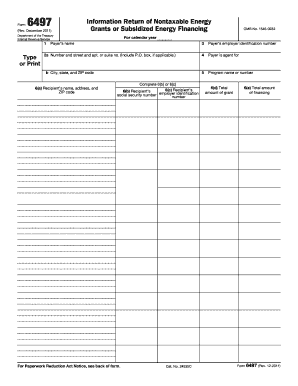 IRS Form 6497 Nontaxable Energy Grant