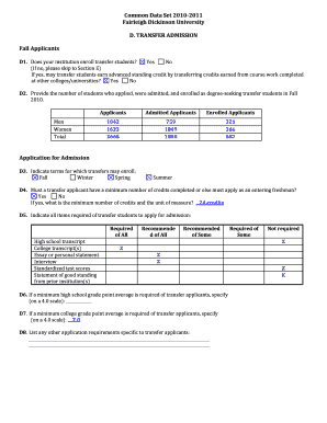 Transfer Admission Application Form