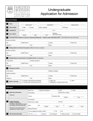 Undergraduate Application for Admission
