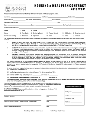 Housing & Meal Plan Contract