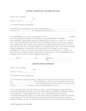 Partial Waiver of Lien Amount Paid