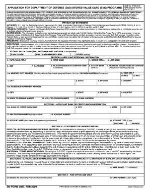 Application for DoD Stored Value Card Program
